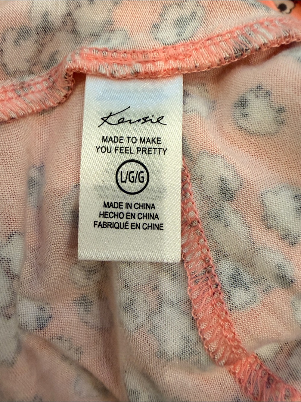 NWT KENSIE KNEE LENGTH PEACH/PINK LOUNGE/SLEEPWEAR SMALL LAMB PRINT SZ LARGE - Picture 6 of 8